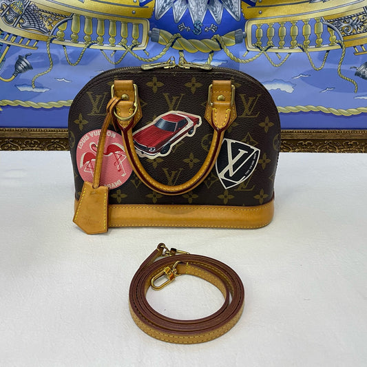 Louis Vuitton - Alma BB Limited Edition with Badges - Monogram coated canvas with Vachetta leather trim - Brown - (mini)