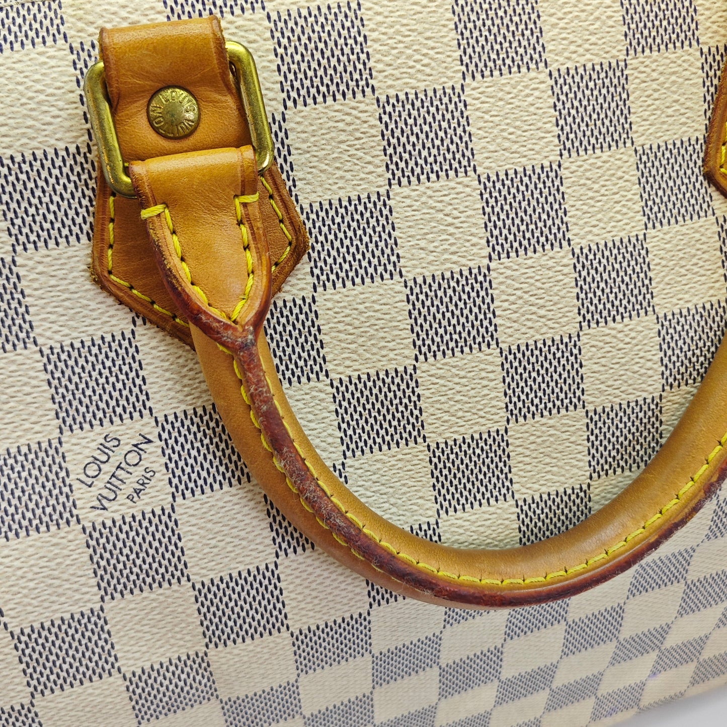 Louis Vuitton - Speedy 30 - Damier Azur coated canvas with natural cowhide leather trim - White - (Medium)