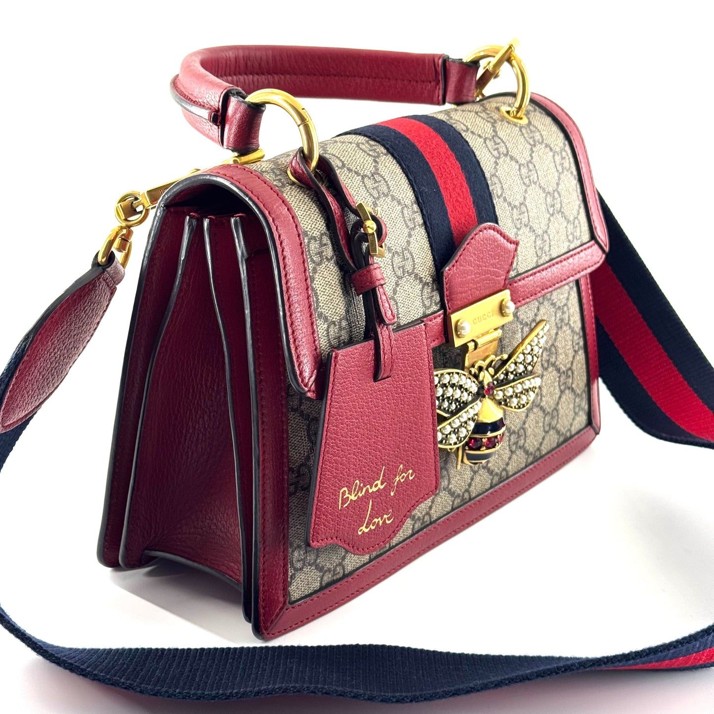 Gucci - Queen Margaret Top Handle Bag - GG Supreme canvas with leather trim - Red - (Small)
