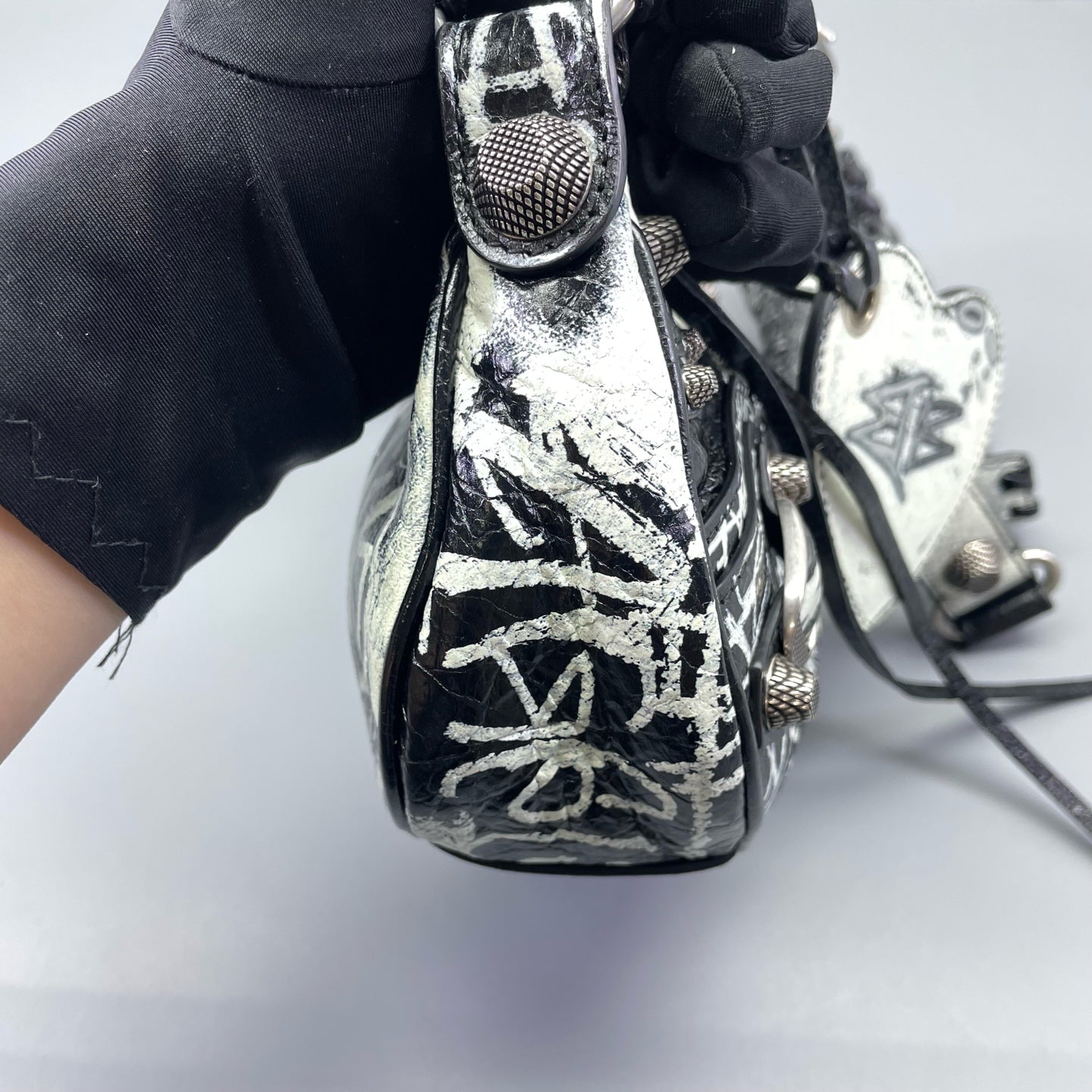 Balenciaga - Le Cagole Mini Half-Moon Bag - Crinkled lambskin leather - Black - (mini)