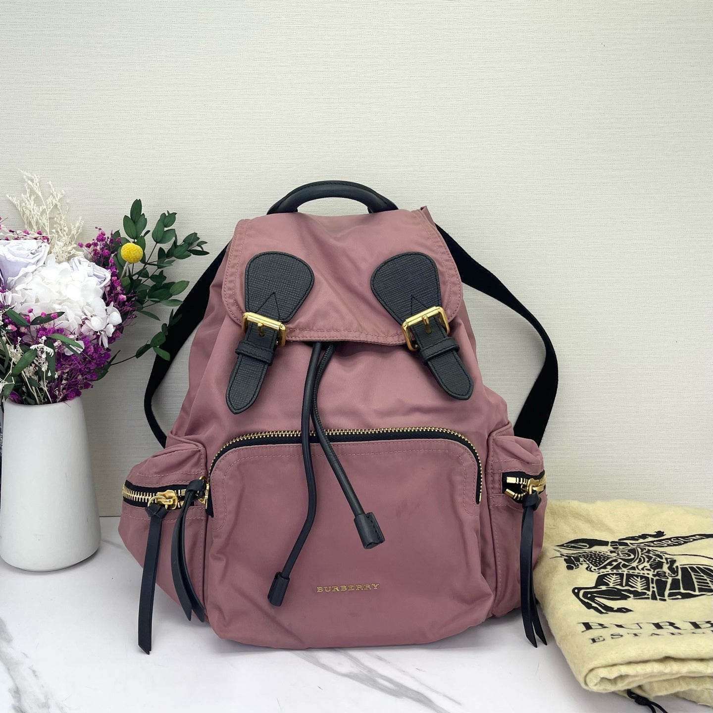 Burberry - The Rucksack - Nylon with Leather Trim - Pink with Black Accents - (Large)