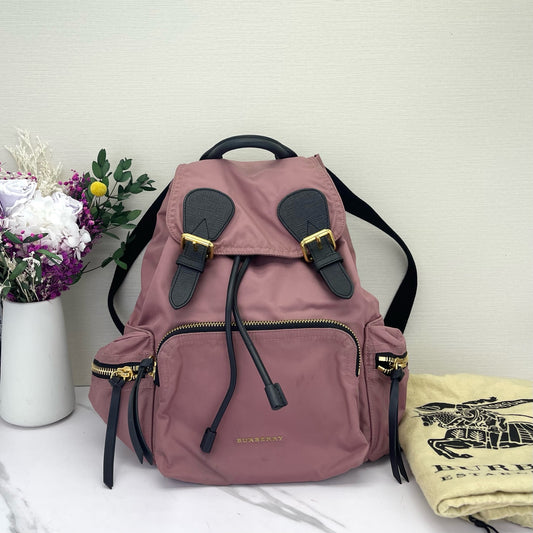 Burberry - The Rucksack - Nylon with Leather Trim - Pink with Black Accents - (Large)