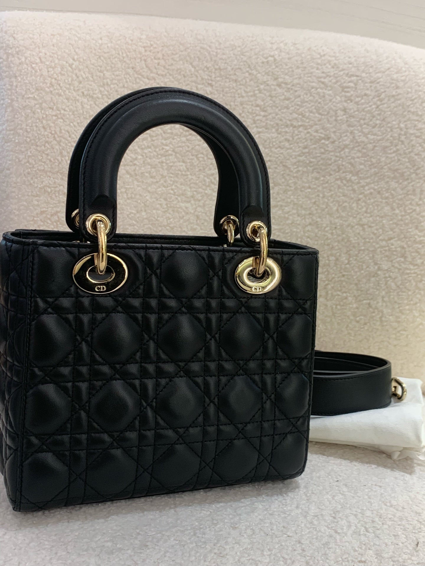 Dior - Lady Dior Small - Lambskin leather - Black - (Small)