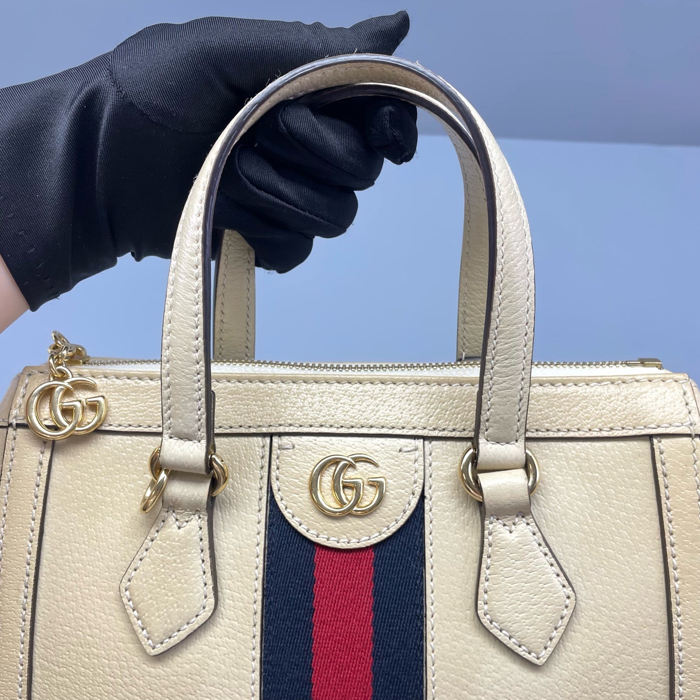 Gucci - Ophidia Small Top Handle Bag - Grained leather - Beige - (Small)