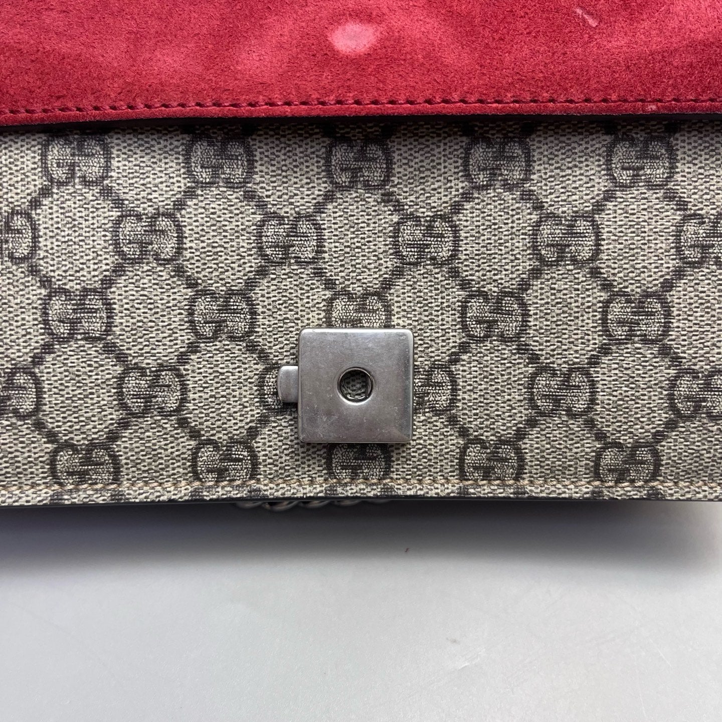 Gucci - Dionysus Mini Chain Bag - GG Supreme canvas with Suede - Beige with Red accents - (mini)