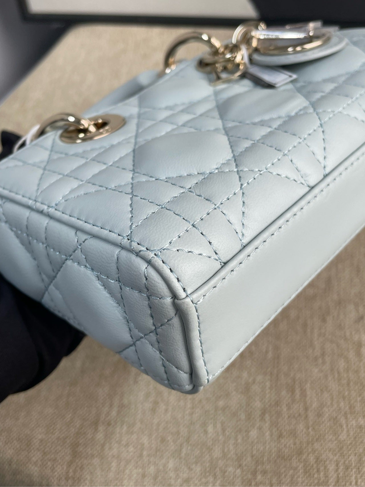 Dior - Lady Dior Horizontal Mini - Lambskin leather - Light Blue with Gold-Tone Hardware - (mini)