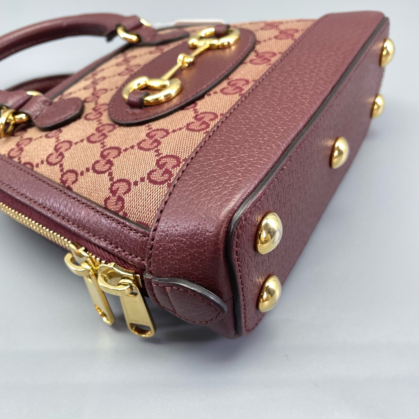 Gucci - Gucci 1955 Mini Top Handle Bag - GG Supreme canvas with leather trim - Burgundy - (mini)