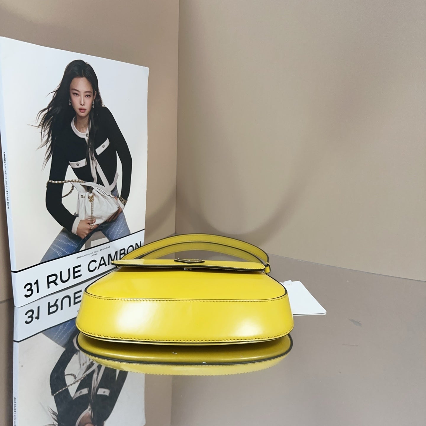 Prada - Cleo Flap Small Shoulder Bag - Box leather - Yellow - (small)
