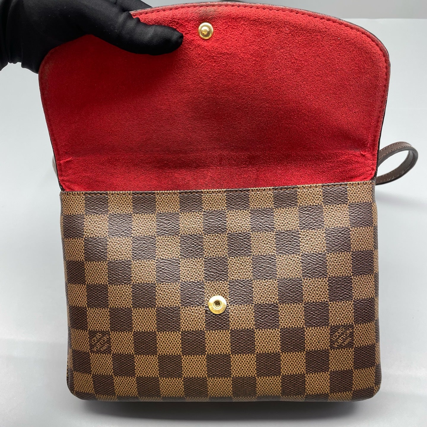 Louis Vuitton - Pochette Twin - Damier Ebene coated canvas with smooth leather trim and microfiber lining - Brown - (small)
