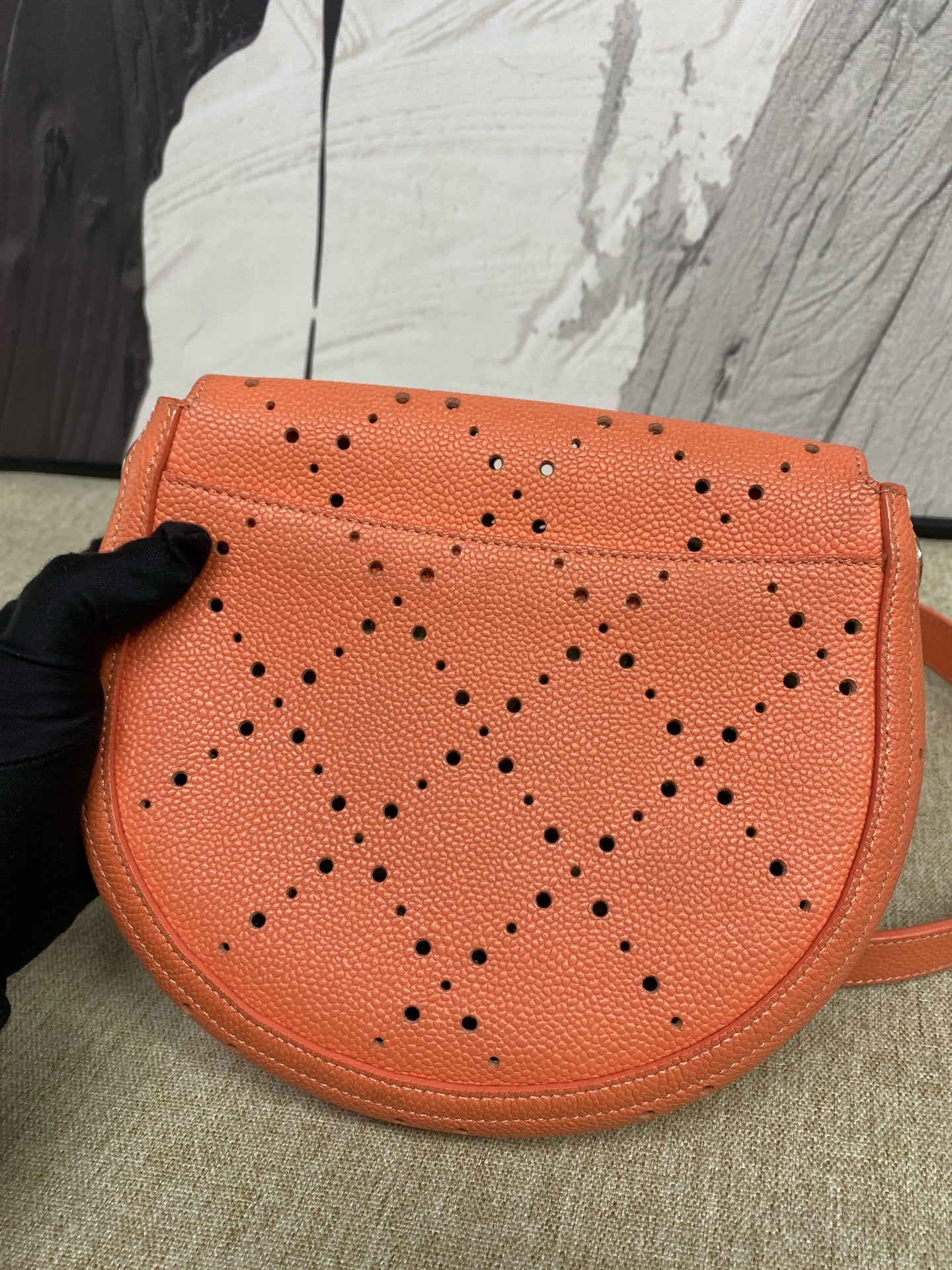 Chanel - Perforated Saddle Mini Bag - Grained calfskin - Orange - (mini)