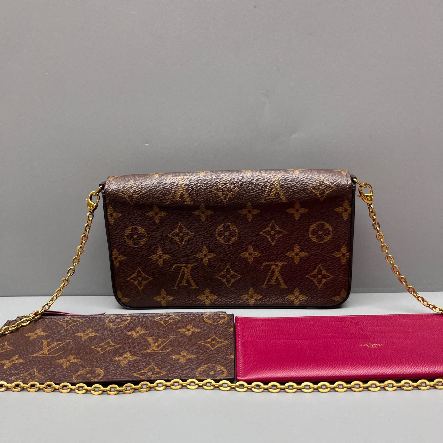 Louis Vuitton - Pochette Félicie - Monogram coated canvas with leather trim - Brown - (mini)