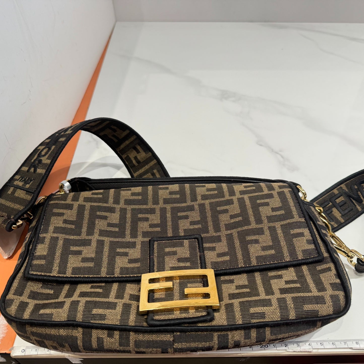 Fendi - Baguette - Zucca canvas with leather trim - Brown - (medium)