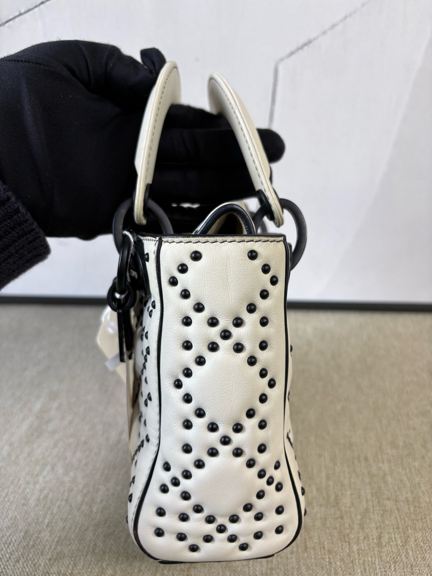 Dior - Lady Dior Studded Mini Bag - Cowhide leather - White - (Mini)
