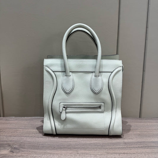 Celine - Luggage Handbag - Pebbled calfskin leather - Greige with Black Trim - (Medium)