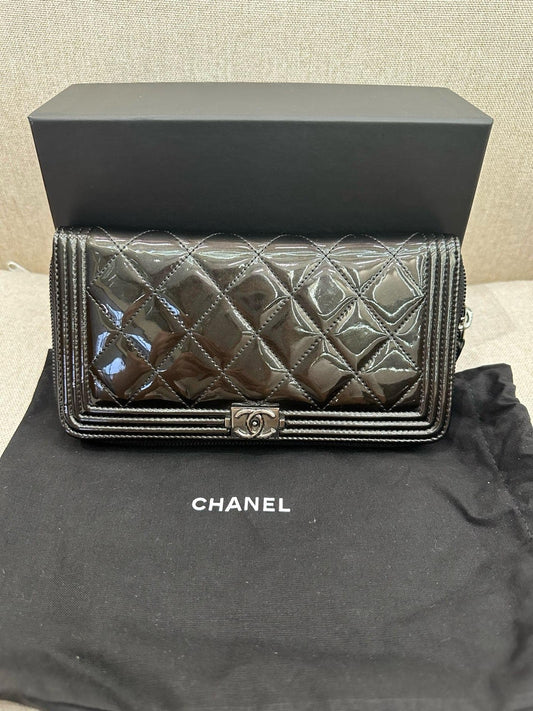 Chanel - Boy Chanel Long Wallet - Patent leather - Black - (small)