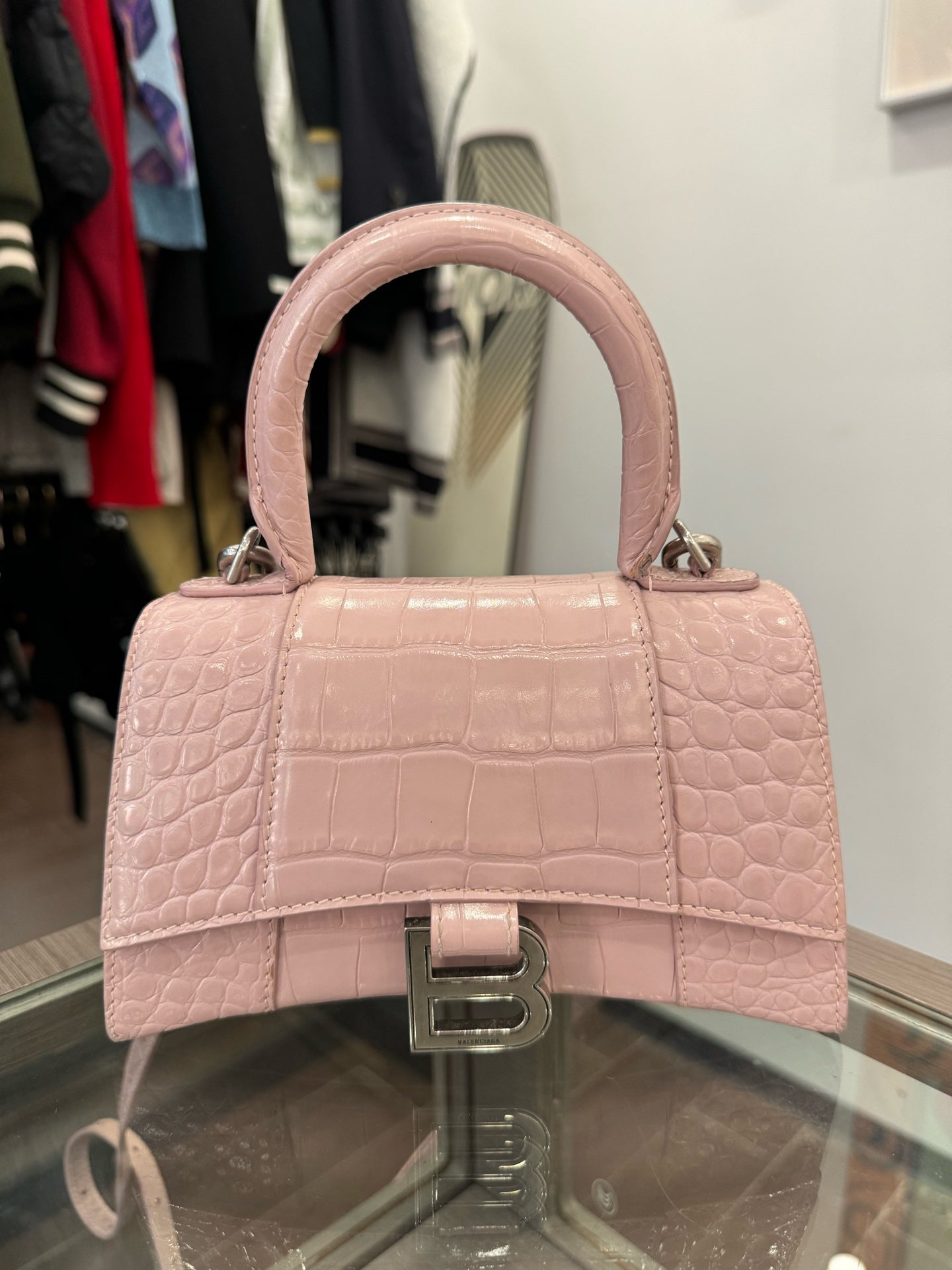 Balenciaga - Hourglass XS - Embossed leather - Pink - (Mini)