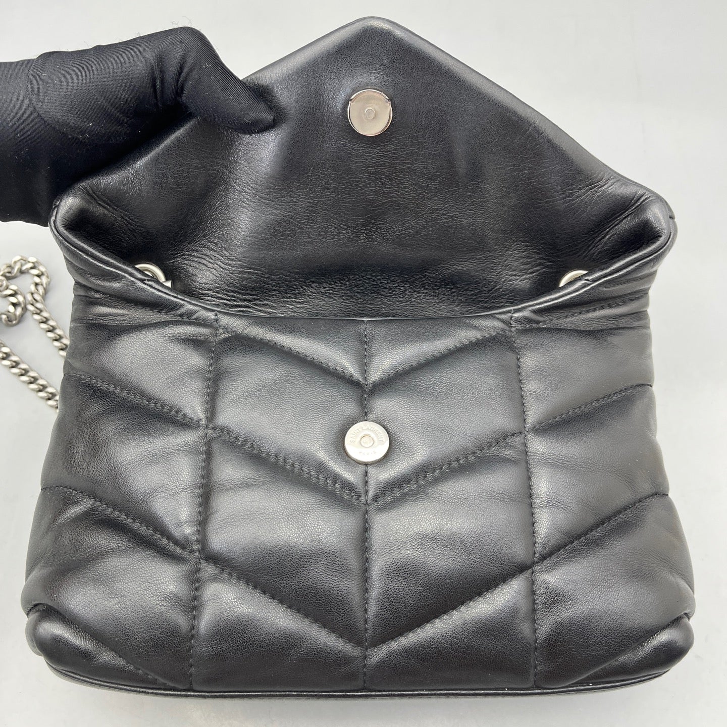 Saint Laurent - Loulou Puffer Mini - Lambskin leather - Black - (mini)