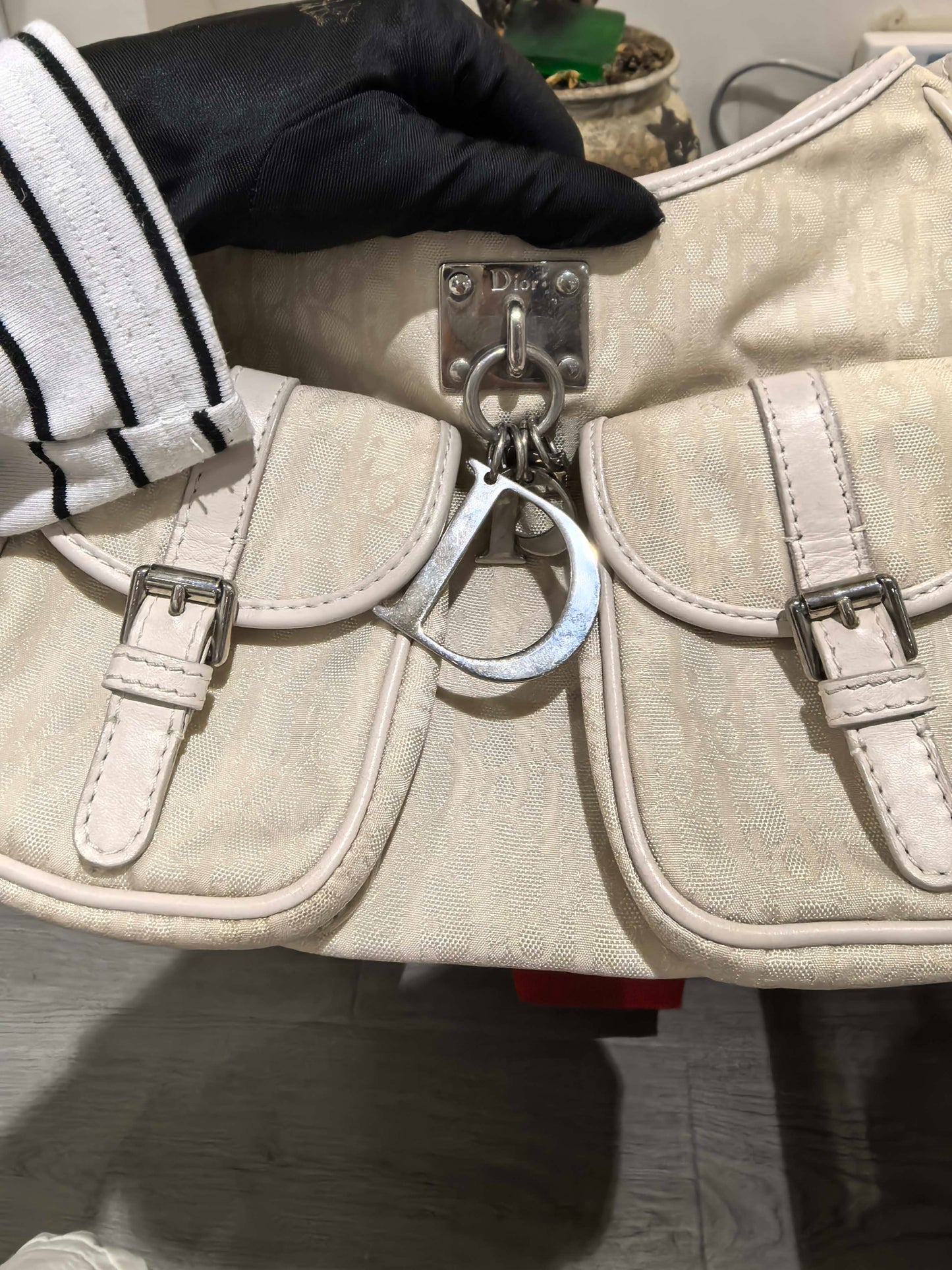 Christian Dior - Oblique Canvas Saddle Shoulder Bag - Canvas and Leather - Beige - (Medium)