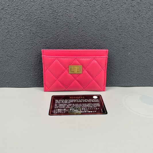 Chanel - 2.55 Series Card Holder - Lambskin leather - Pink with Gold-Tone Hardware - (small)