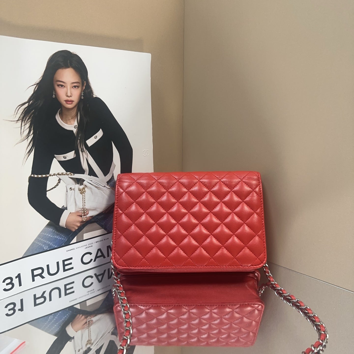 Chanel - Wallet on Chain (WOC) - Lambskin leather - Red - (Mini)