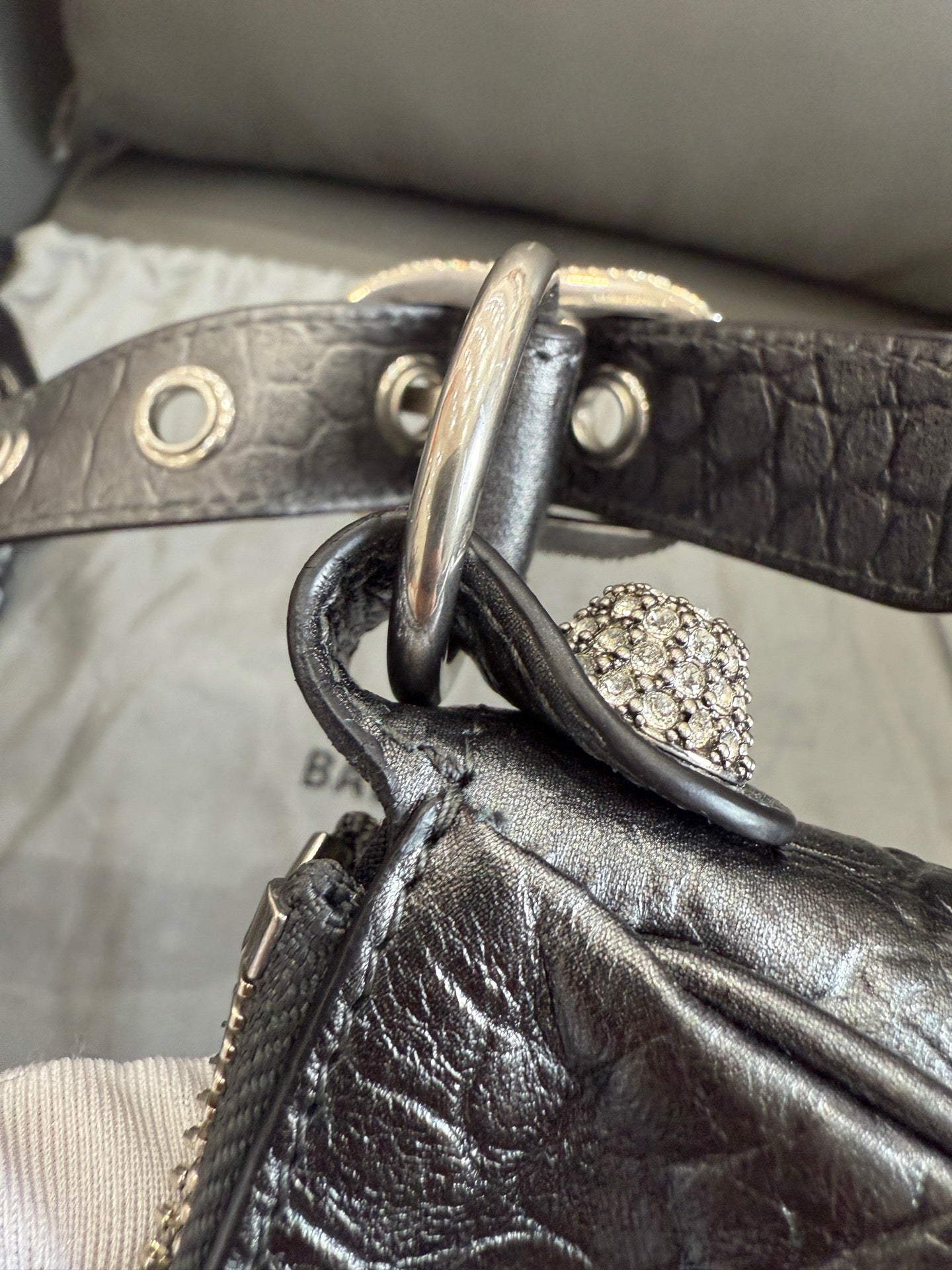 Balenciaga - Le Cagole Mini Shoulder Bag - Crocodile-embossed calfskin leather - Grey - (mini)