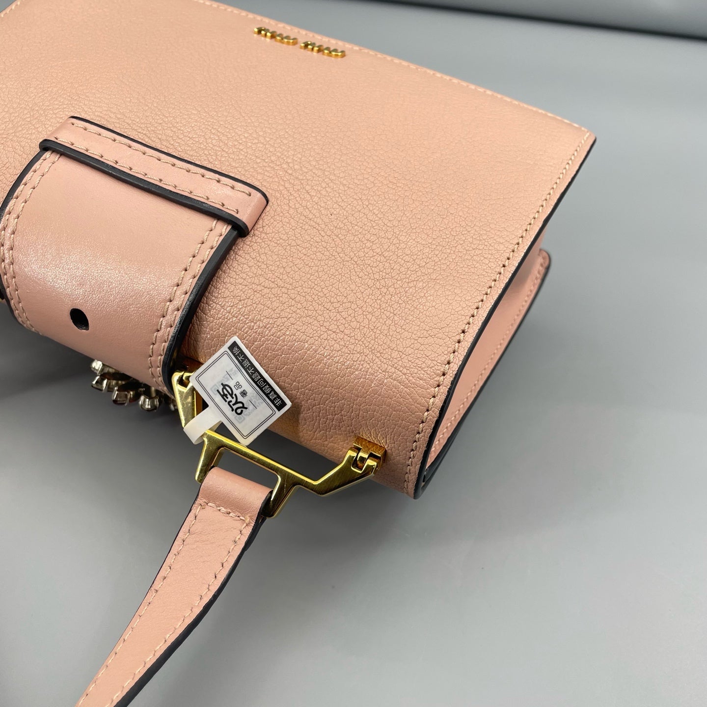 Miu Miu - Jewel Embellished Flap Shoulder Bag - Grained leather - Pink - (small)