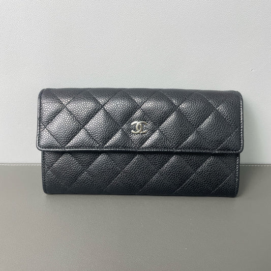 Chanel - Classic Flap Wallet - Grained calfskin leather - Black - (medium)