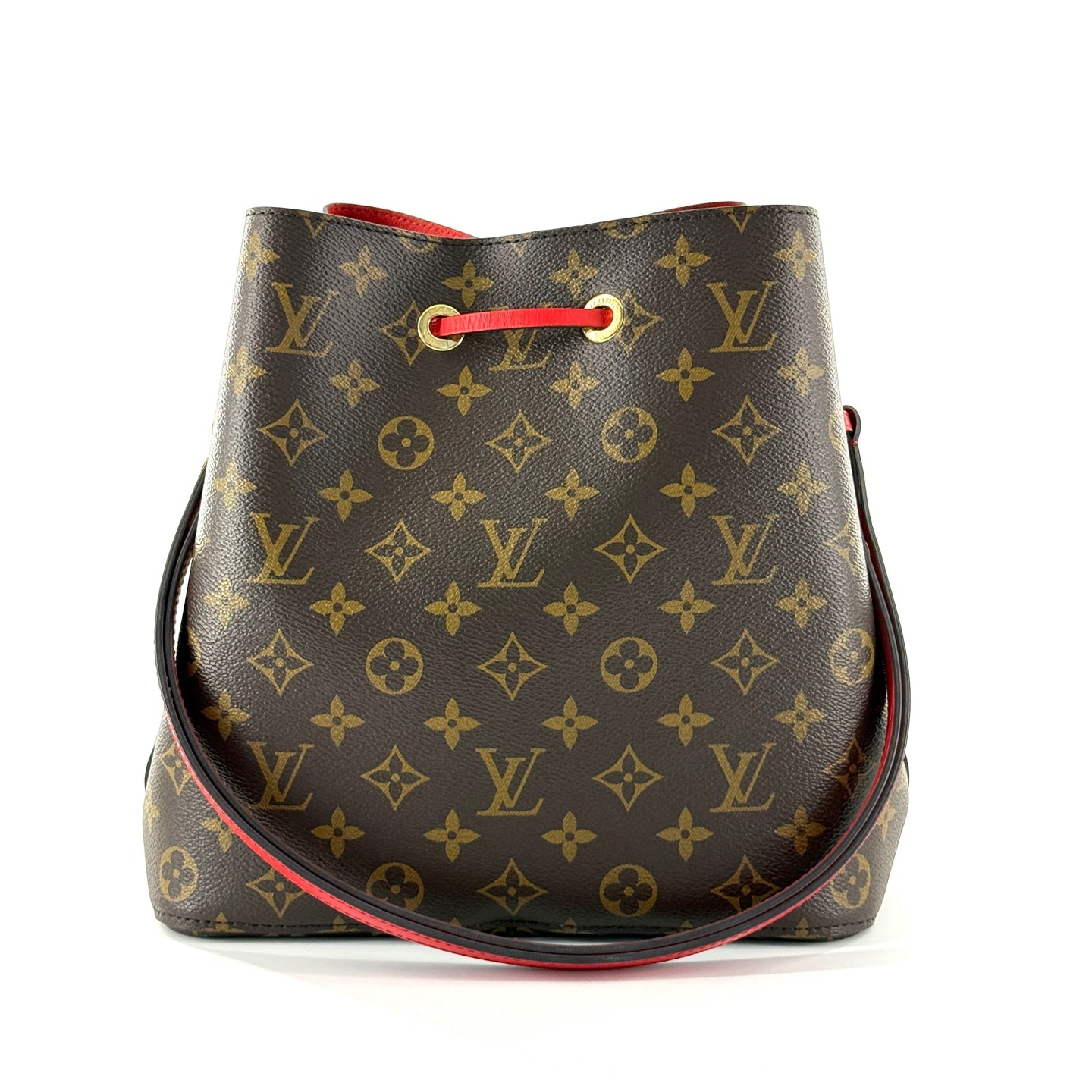 Louis Vuitton - NeoNoe MM - Monogram coated canvas with leather trim - Brown and Red - (medium)