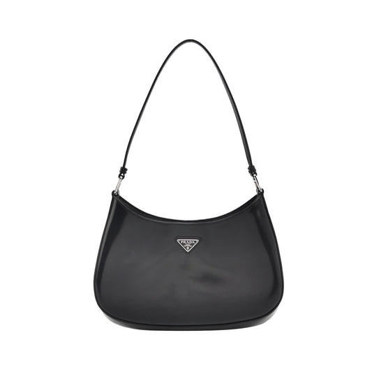 Prada - Cleo Shoulder Bag - Brushed leather - Black - (small)