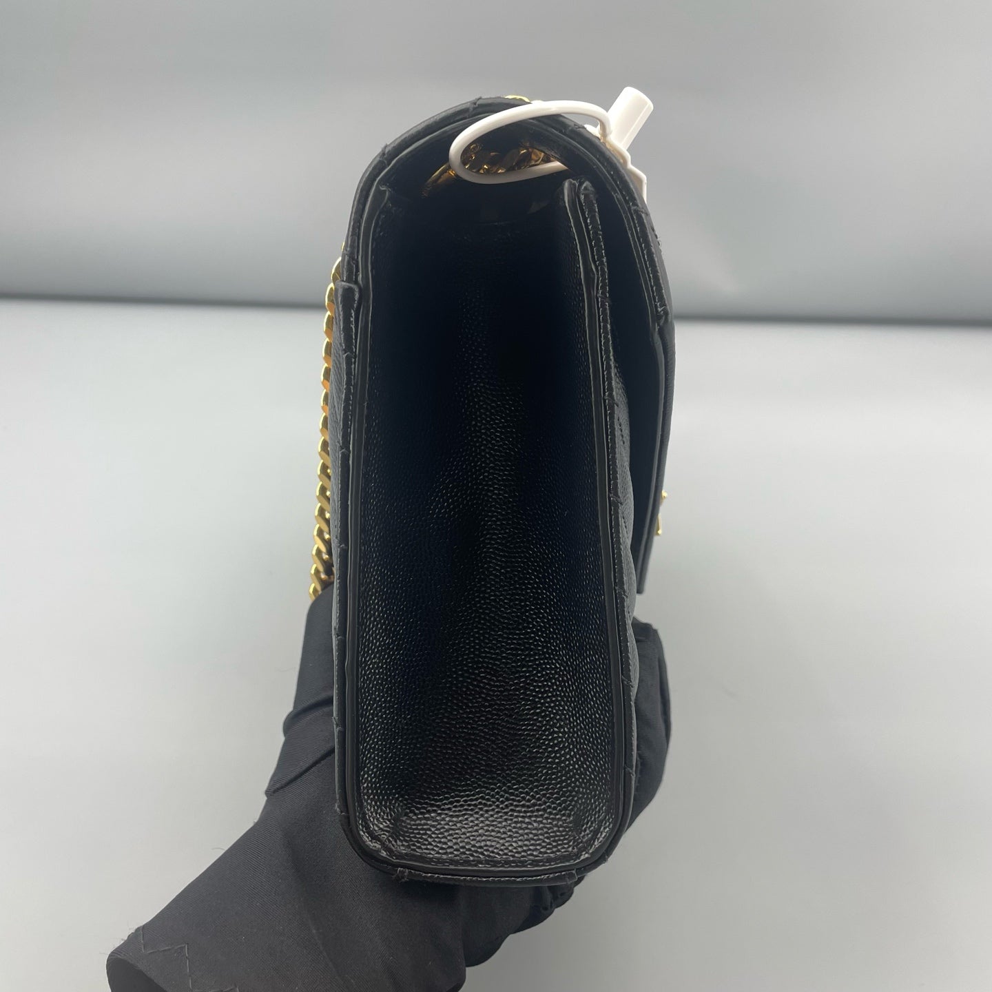 Saint Laurent - Monogram Envelope Bag - Grain de poudre embossed leather - Black - (medium)