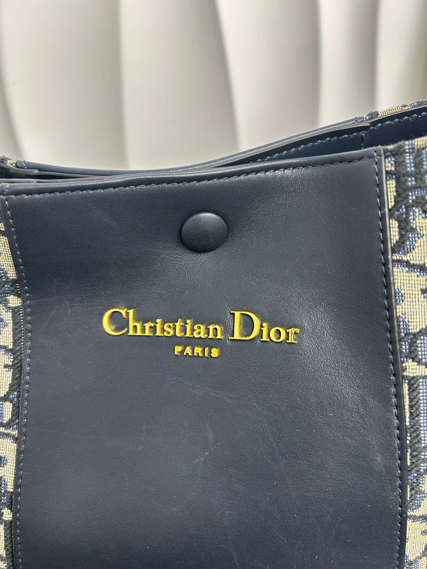 Dior - Signature Series Basket Tote Bag Small - Cotton canvas and cow leather - Navy - (small)