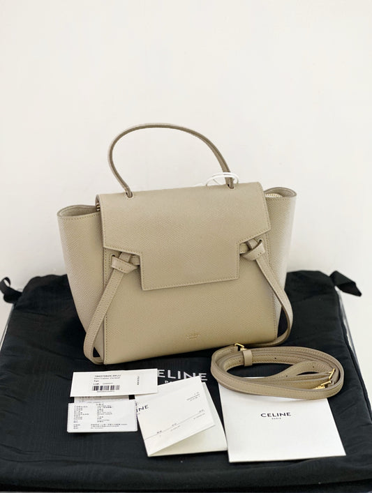 Celine - Belt Nano - Grained calfskin leather - Grey - (mini)