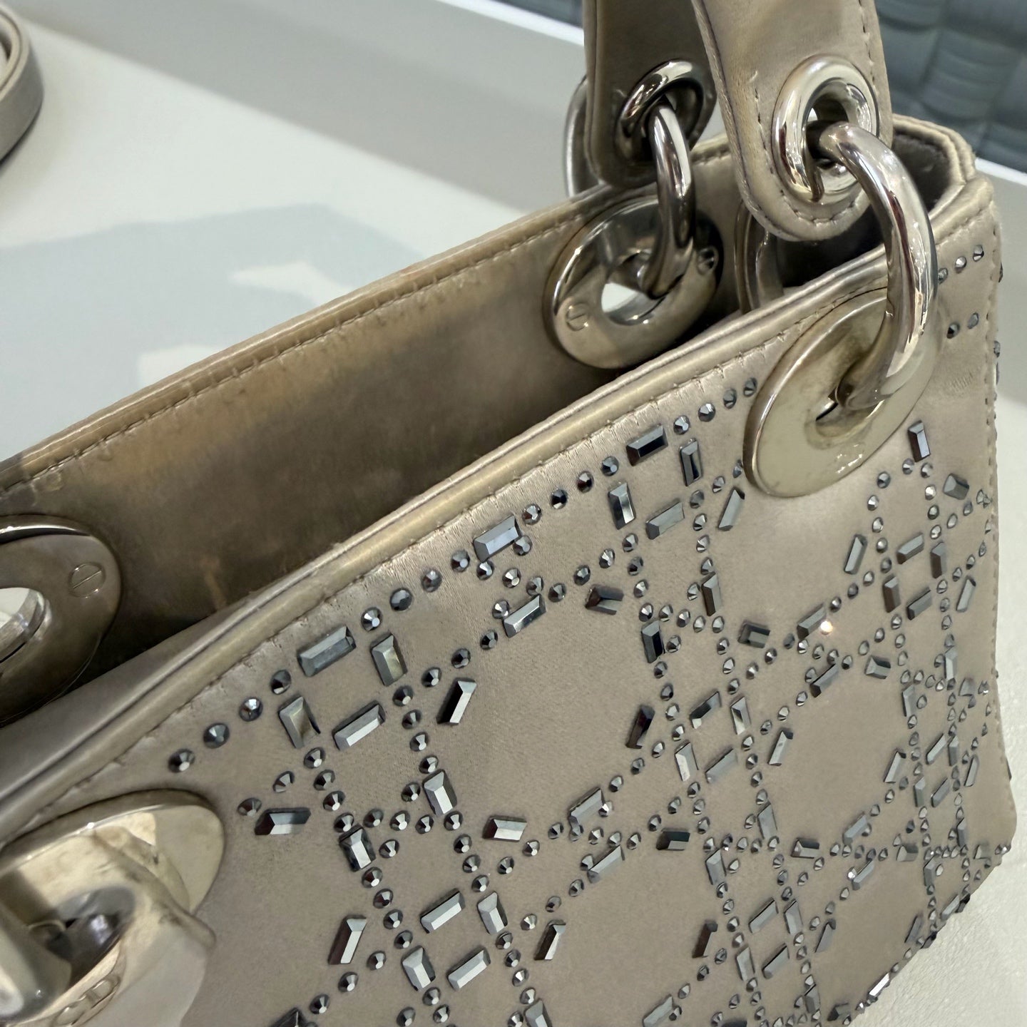 Dior - Lady Dior (Rhinestone Embellished Satin) - Satin with rhinestones - Grey - (mini)