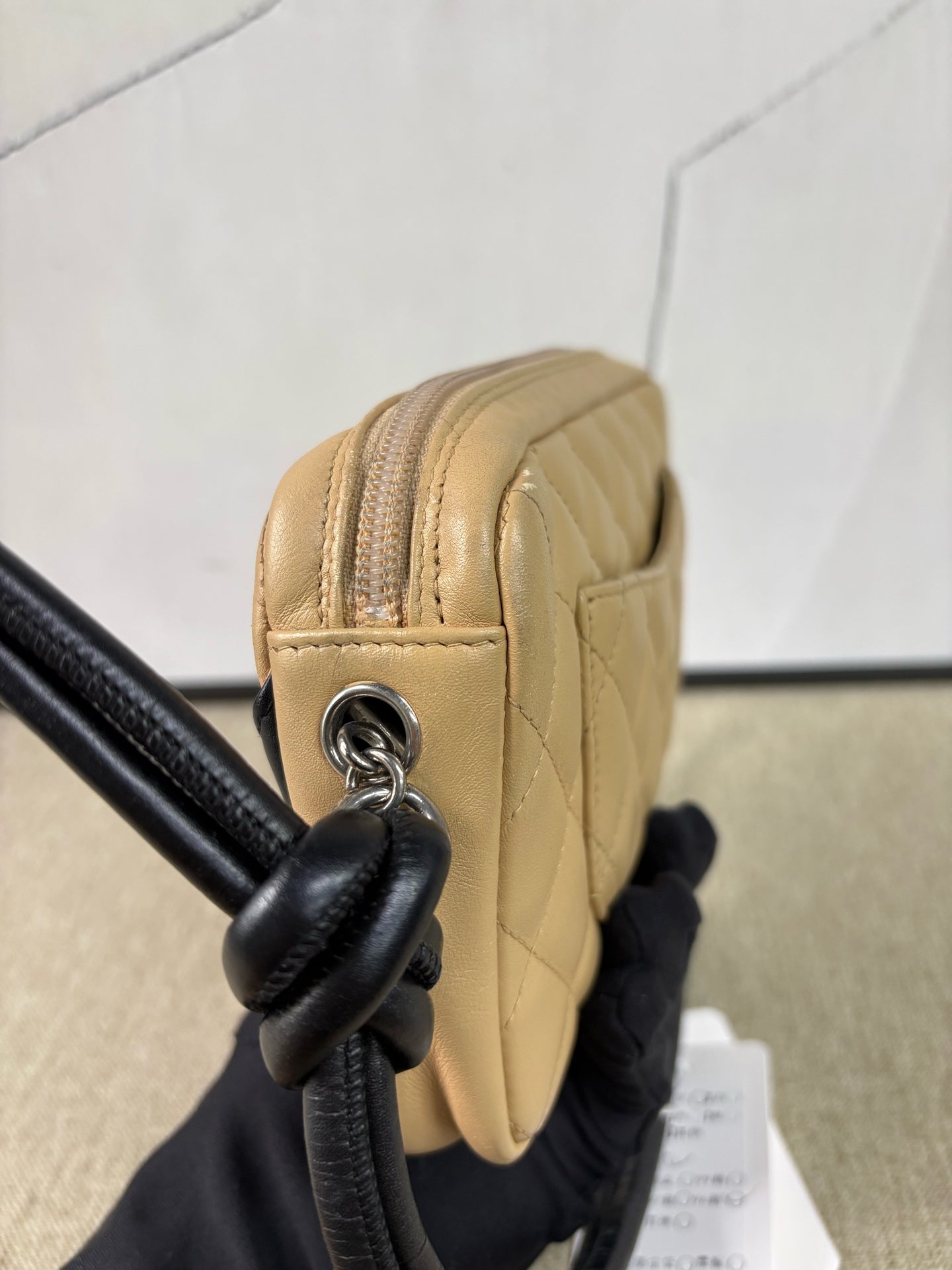 Chanel - Cambon Camera Shoulder Bag - Calfskin leather - Beige with black accents - (Small)