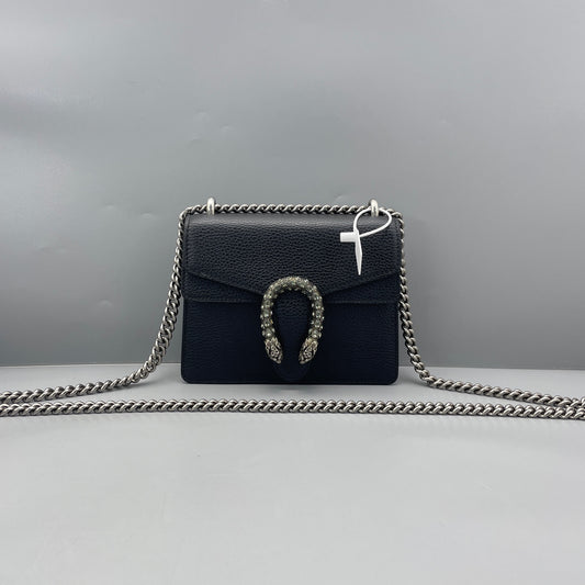 Gucci - Dionysus Mini with Crystal Buckle - Grained leather - Black - (mini)