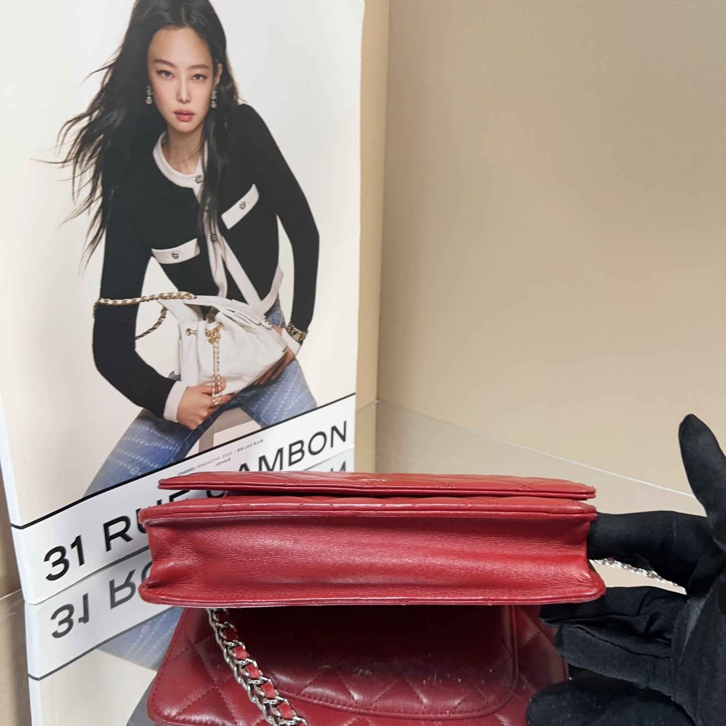 Chanel - Classic Quilted Wallet on Chain (WOC) - Lambskin leather - Red - (mini)