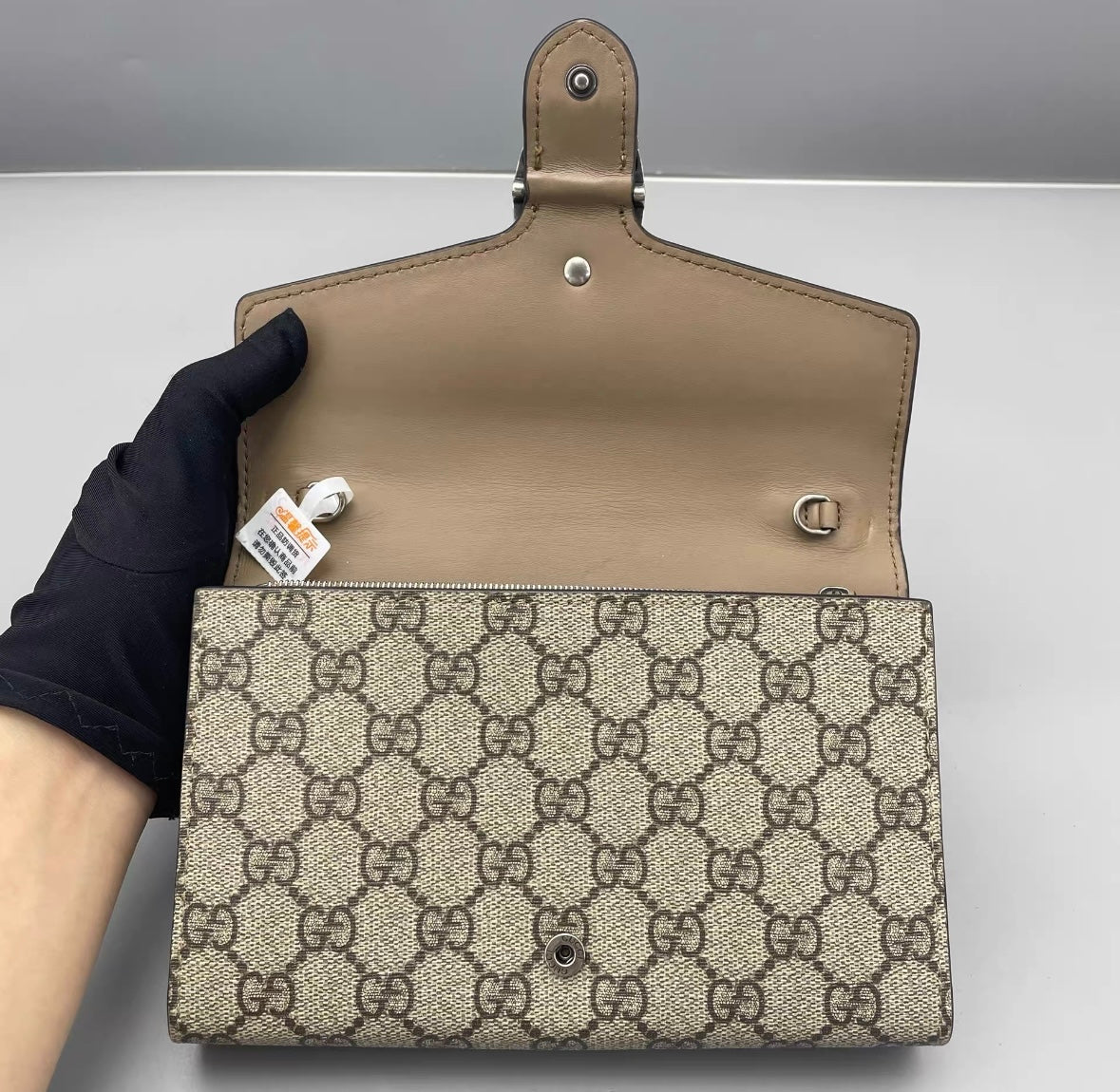 Gucci - Dionysus Wallet on Chain (WOC) - GG Supreme coated canvas with leather trim - Beige - (mini)
