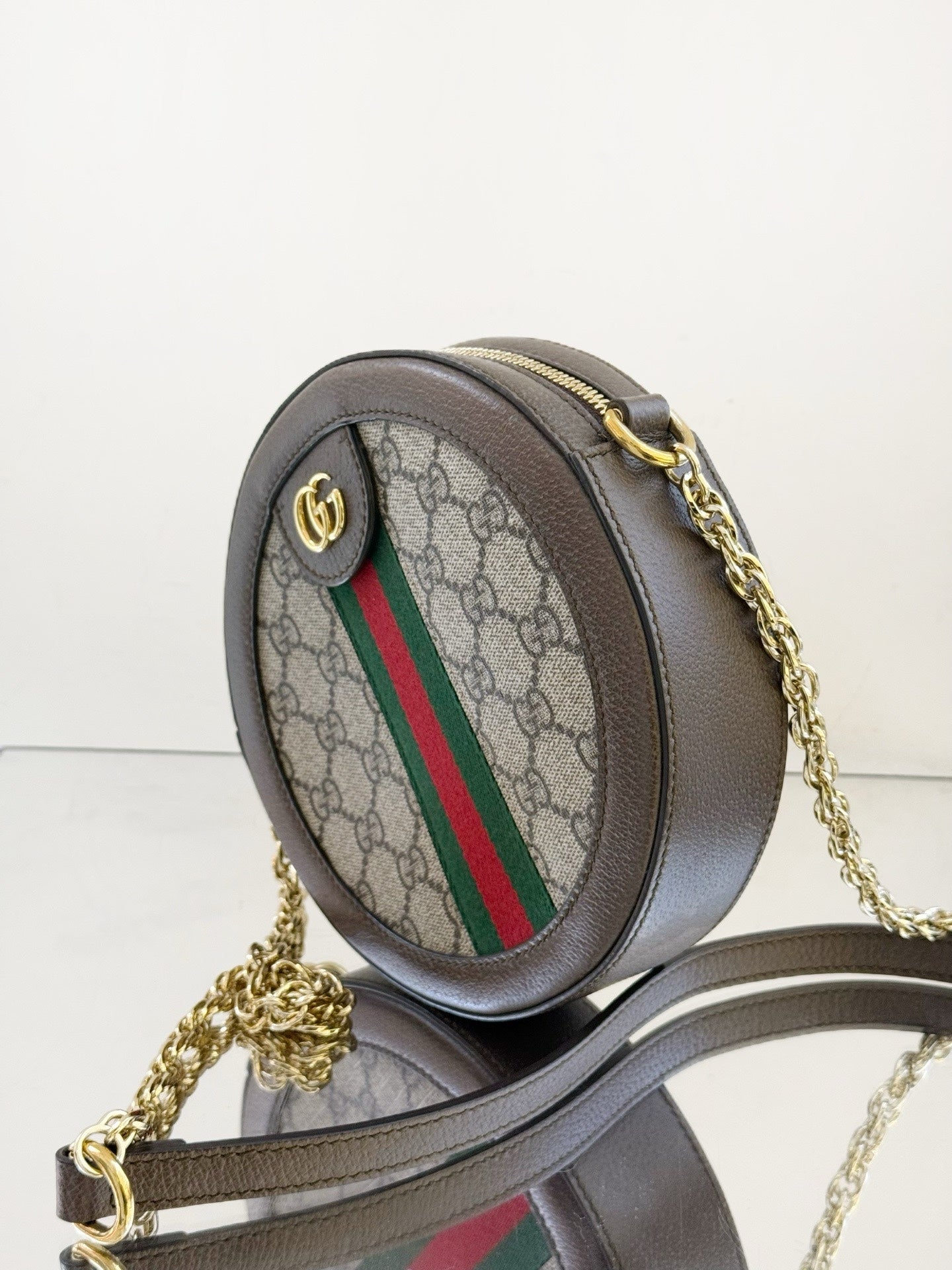 Gucci - Ophidia Mini Round Shoulder Bag - GG Supreme canvas and textured leather - Multicolour - (Mini)