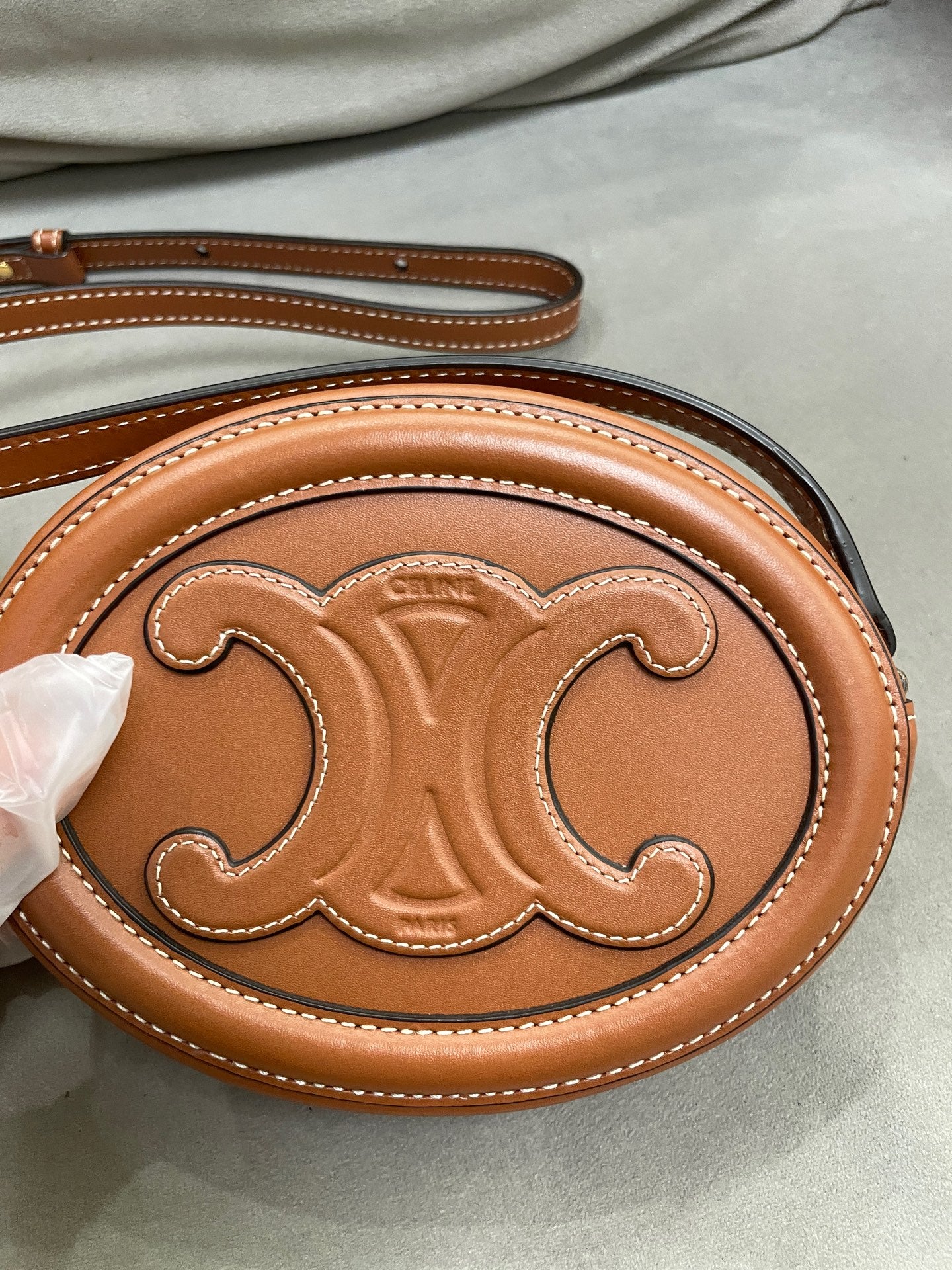 Celine - Triomphe Oval Bag - Leather - Brown - (mini)