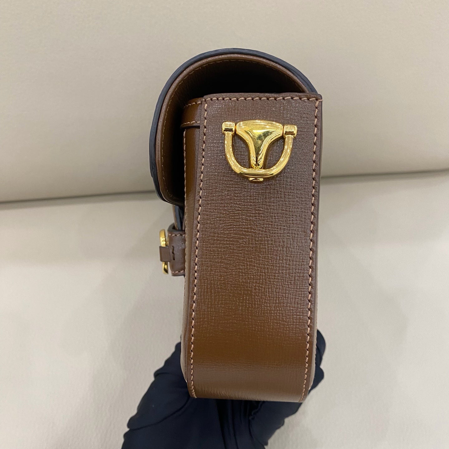Gucci - Horsebit 1955 Small Shoulder Bag - GG Supreme canvas with leather trim - Beige and Brown - (small)