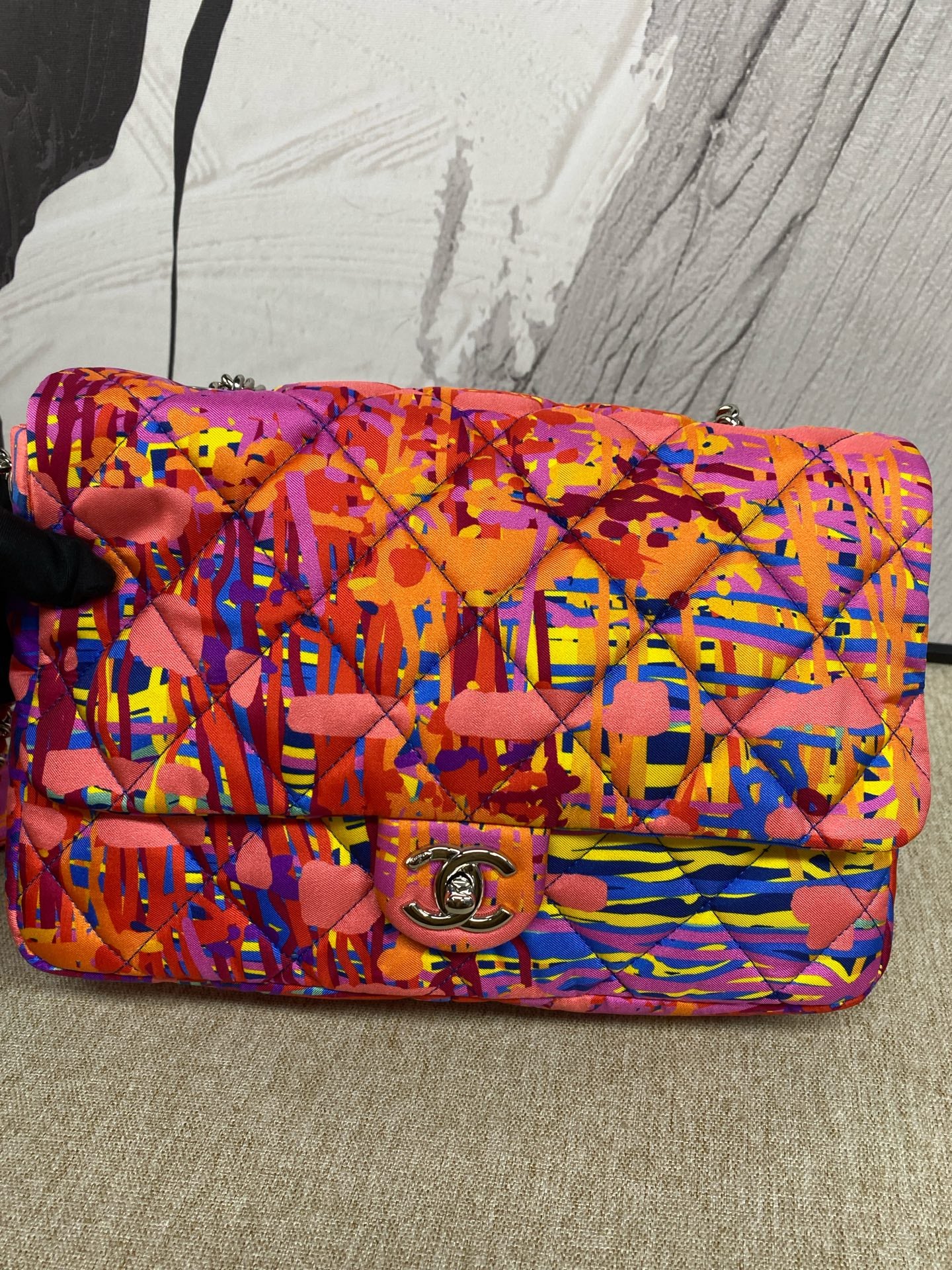 Chanel - Classic Flap Neon Rainbow Graffiti - Canvas - Multicolour - (medium)
