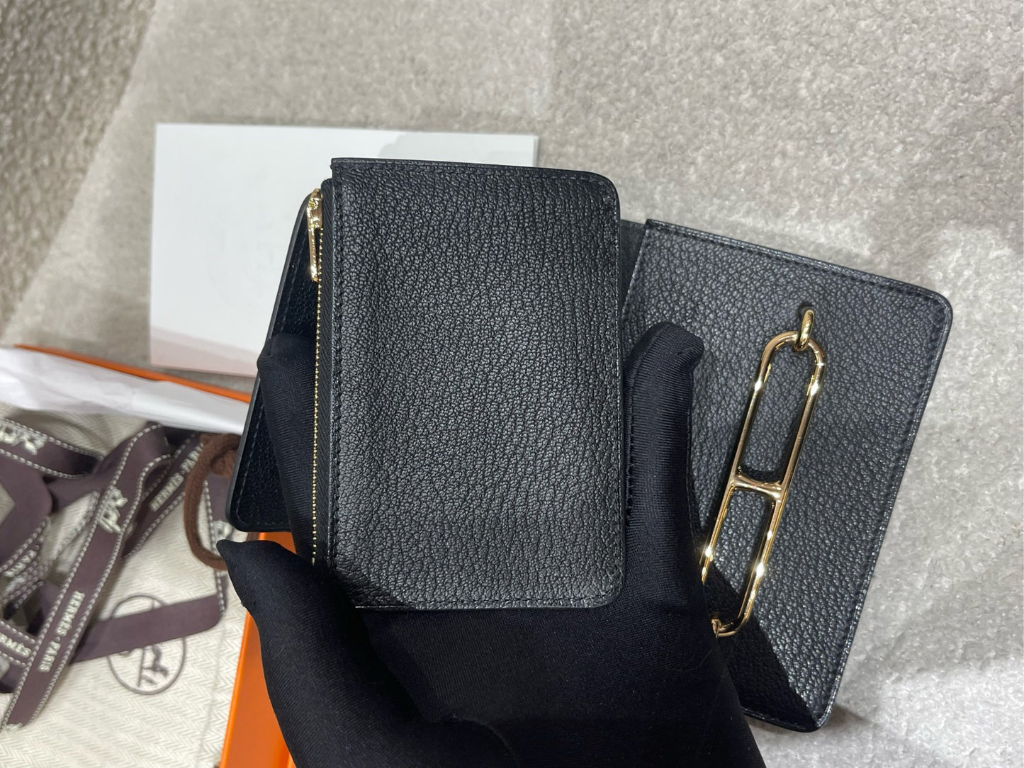 Hermès - Roulis Slim Compact - Goatskin leather - Black - (small)