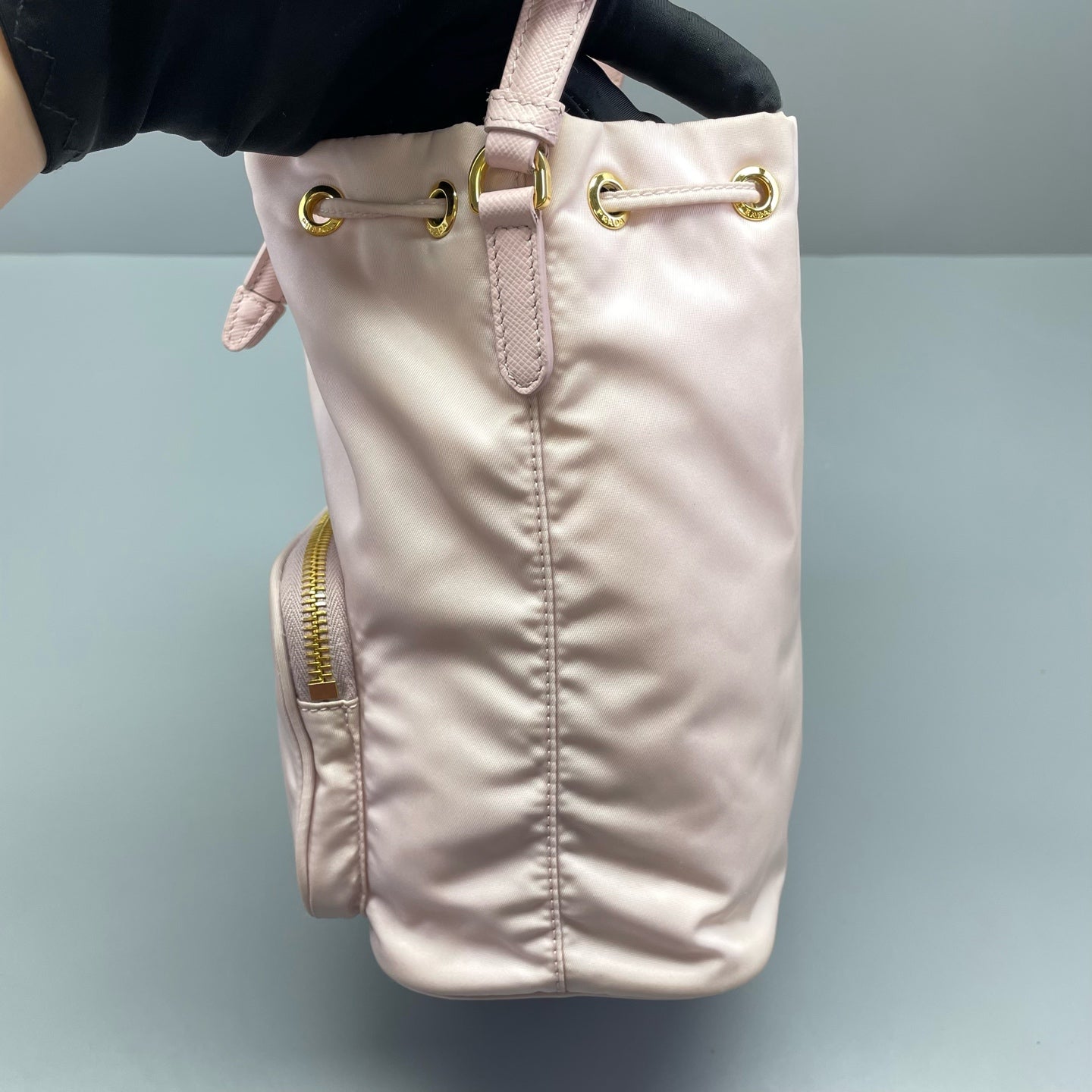 Prada - Nylon Bucket Bag - Nylon with Saffiano leather trim - Pink - (Medium)