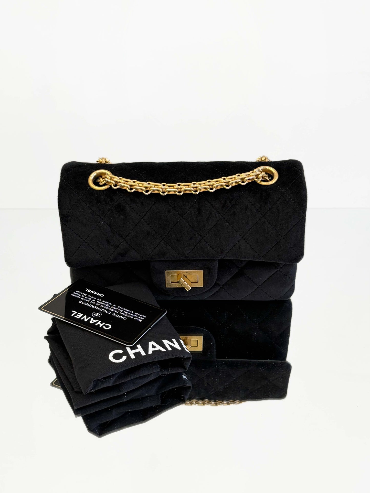 Chanel - 2.55 Mini Flap Bag - Velvet - Black - (mini)