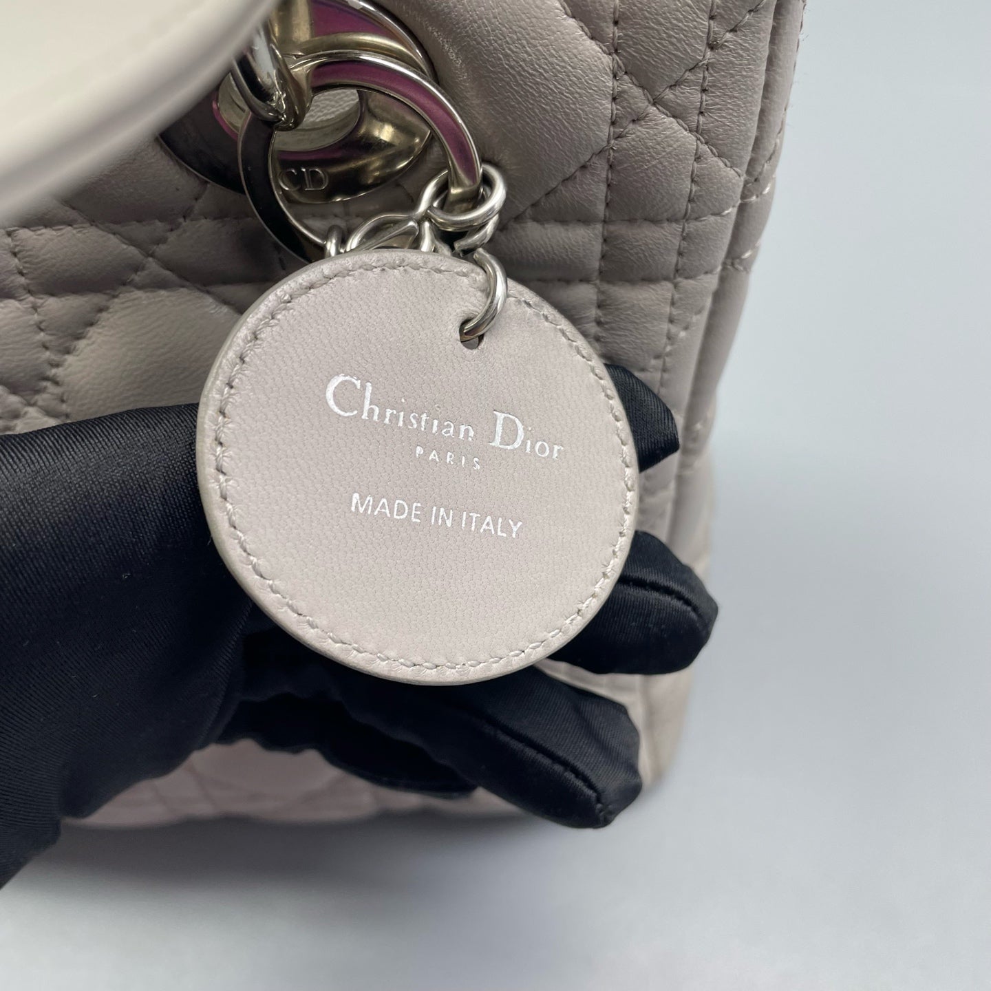 Dior - Lady Dior - Cannage quilted lambskin leather - Grey with Silver-Tone Hardware - (Medium)