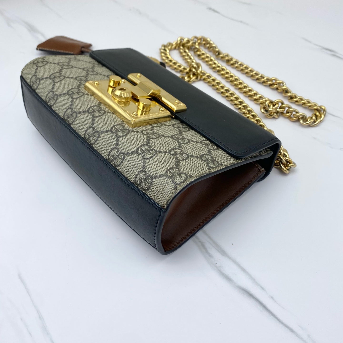 Gucci - Padlock Small Shoulder Bag - GG Supreme canvas with leather trim - Black - (mini)