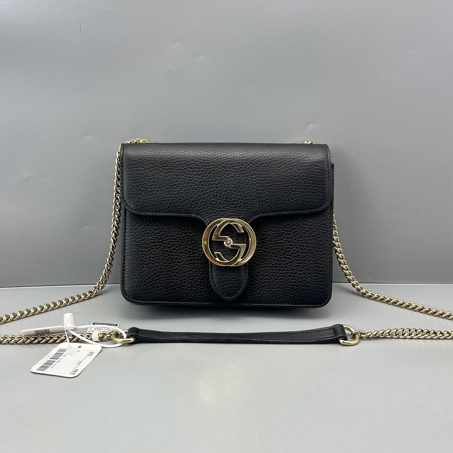 Gucci - Interlocking G Accordion Crossbody Bag - Grained leather - Black - (Small)