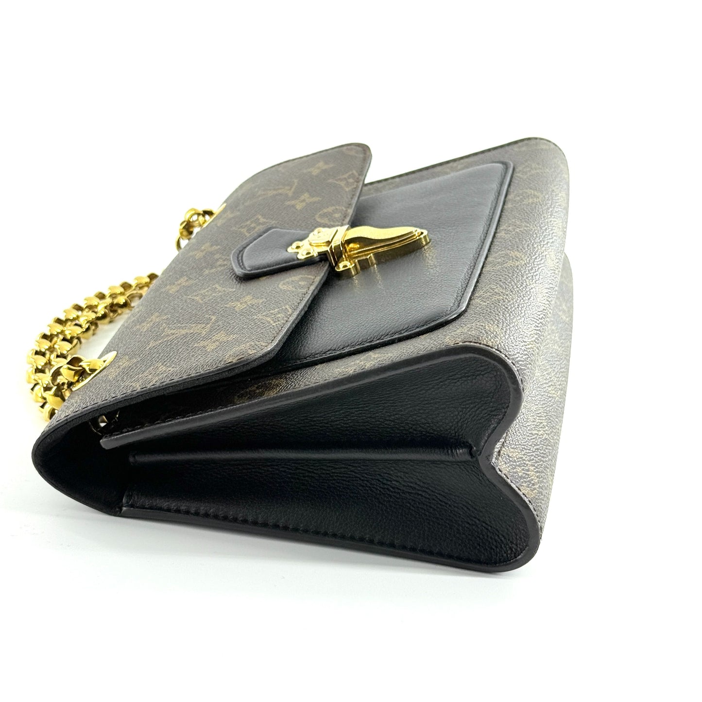 Louis Vuitton - Victoire - Monogram coated canvas with grained leather trim and accents - Brown and Black with Gold-Tone Hardware - (small)
