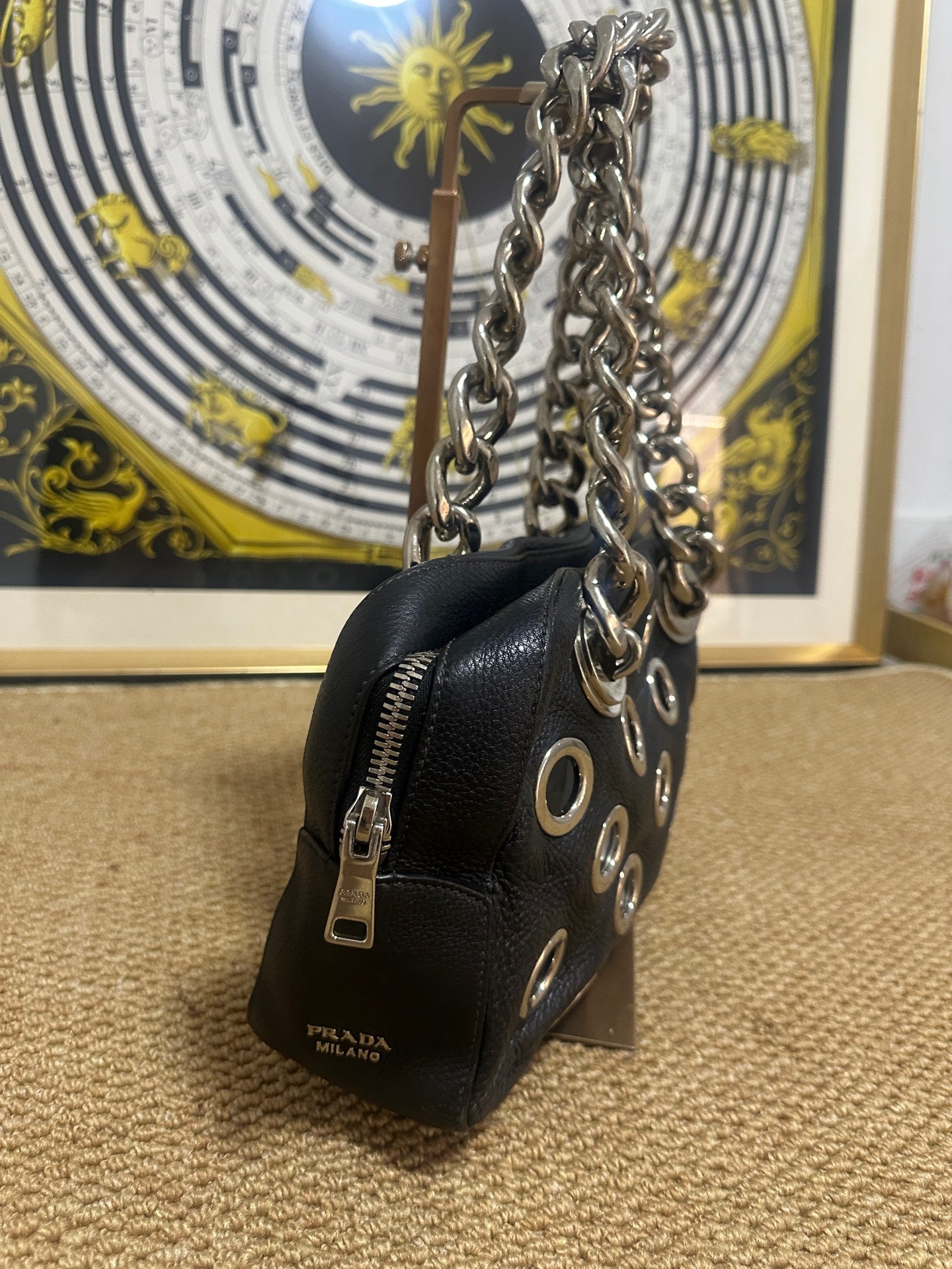 Prada - Punk Eyelet Chain Bag (Runway Model) - Grained leather - Black - (mini)