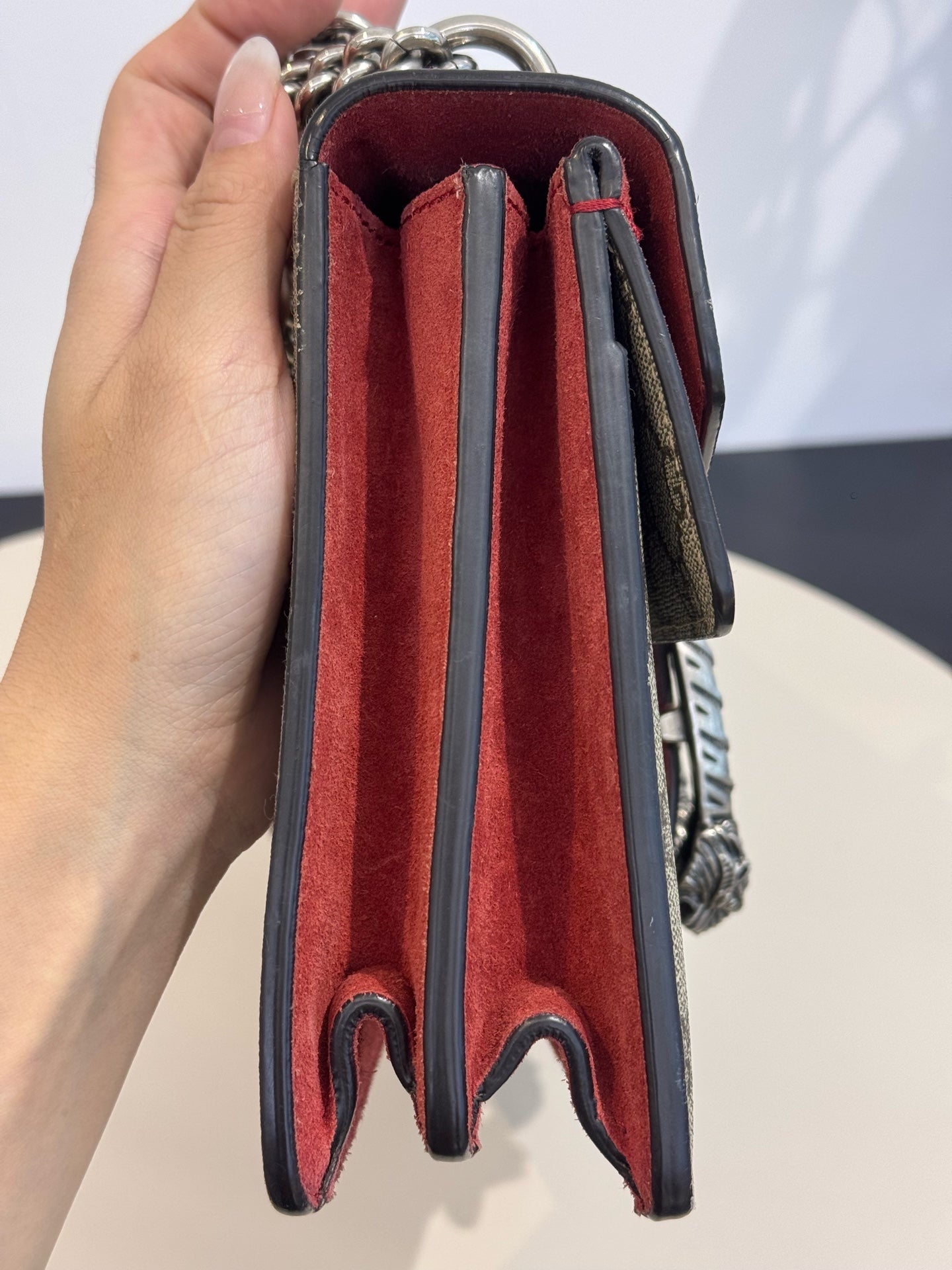 Gucci - Dionysus Medium Shoulder Bag - GG Supreme canvas and suede - Beige with Red accents - (Medium)